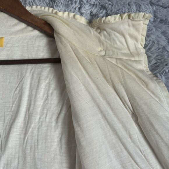 St. John Vest Womens Large Cream Cable Knit Wool Snap Front Ruffle Collar Lined - Picture 14 of 16